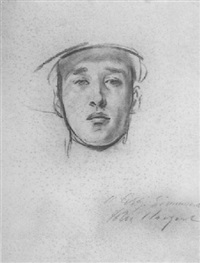 John Singer Sargent portrait sketch of William Simmonds, a graphite study with crisp linework and subtle expression