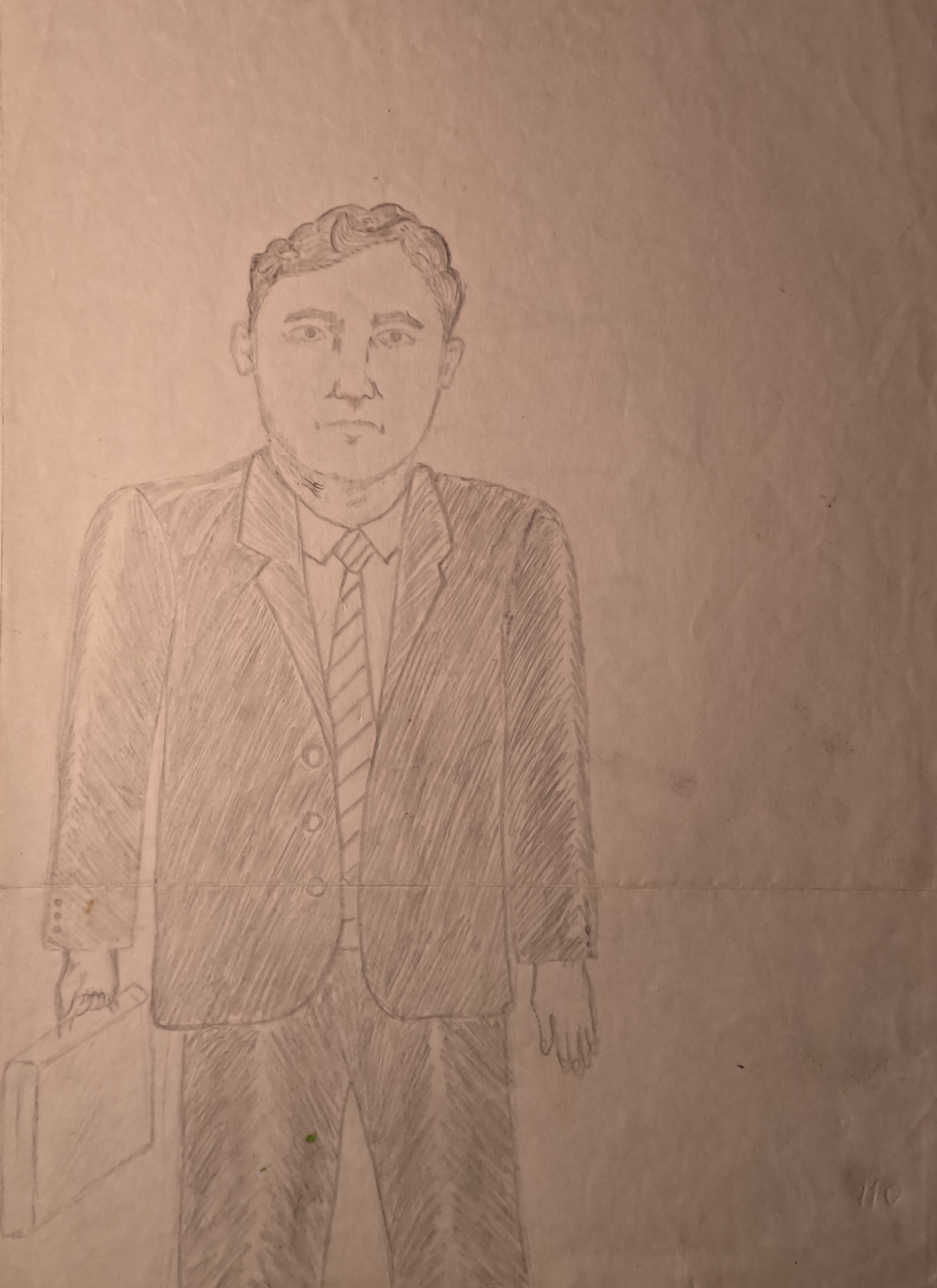 Graphite portrait drawing example on paper